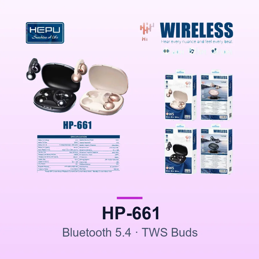 HEPU HP-661 TWS Wireless Earbuds (Bluetooth 5.4)