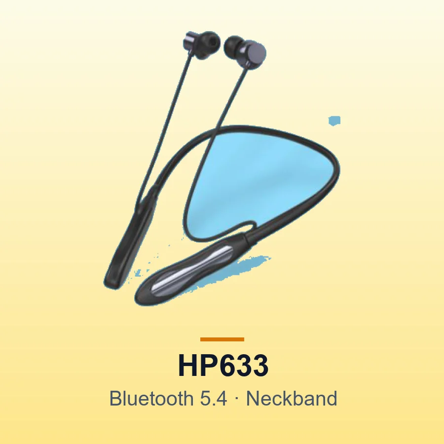 HEPU HP633 Wireless Neckband Earphones (Bluetooth 5.4)