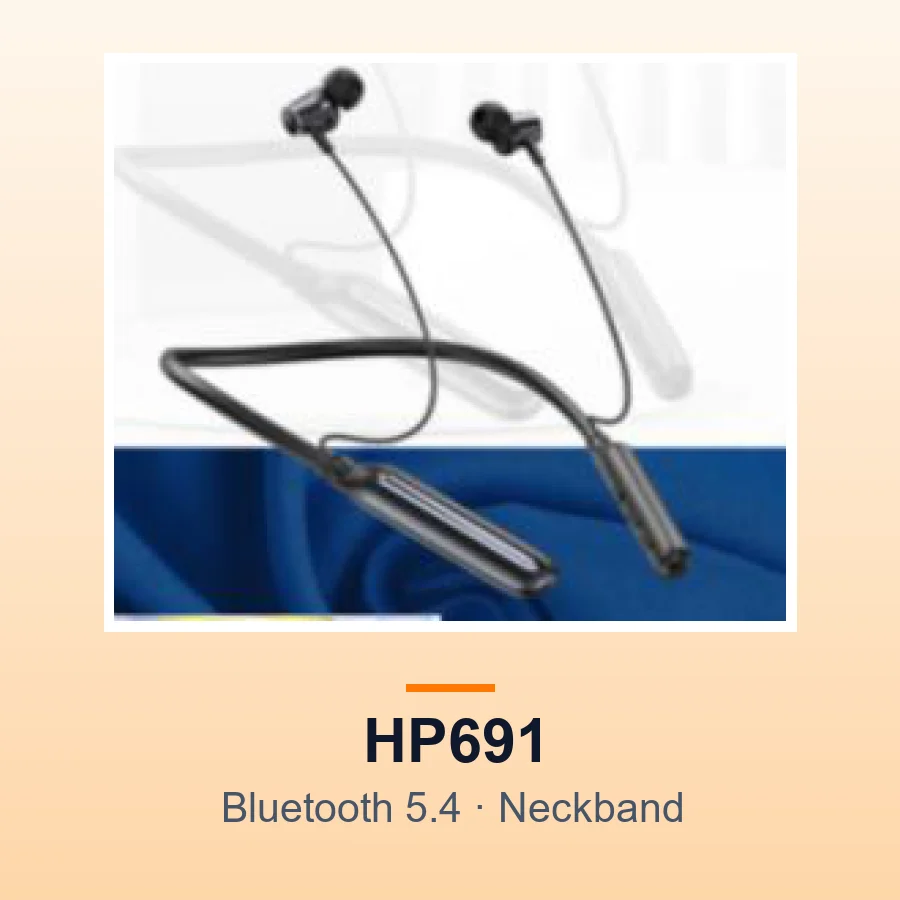 HEPU HP691 Wireless Neckband Earphones (Bluetooth 5.4)