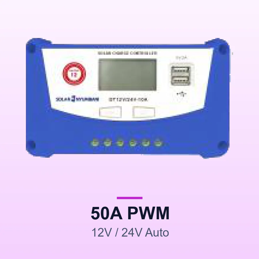Solar Nyumbani 50A PWM Solar Charge Controller (12V/24V Auto)