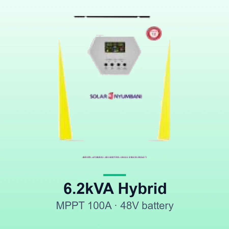 Solar Nyumbani 6.2kVA High-Frequency (6200W) Hybrid Solar Inverter - MPPT 100A