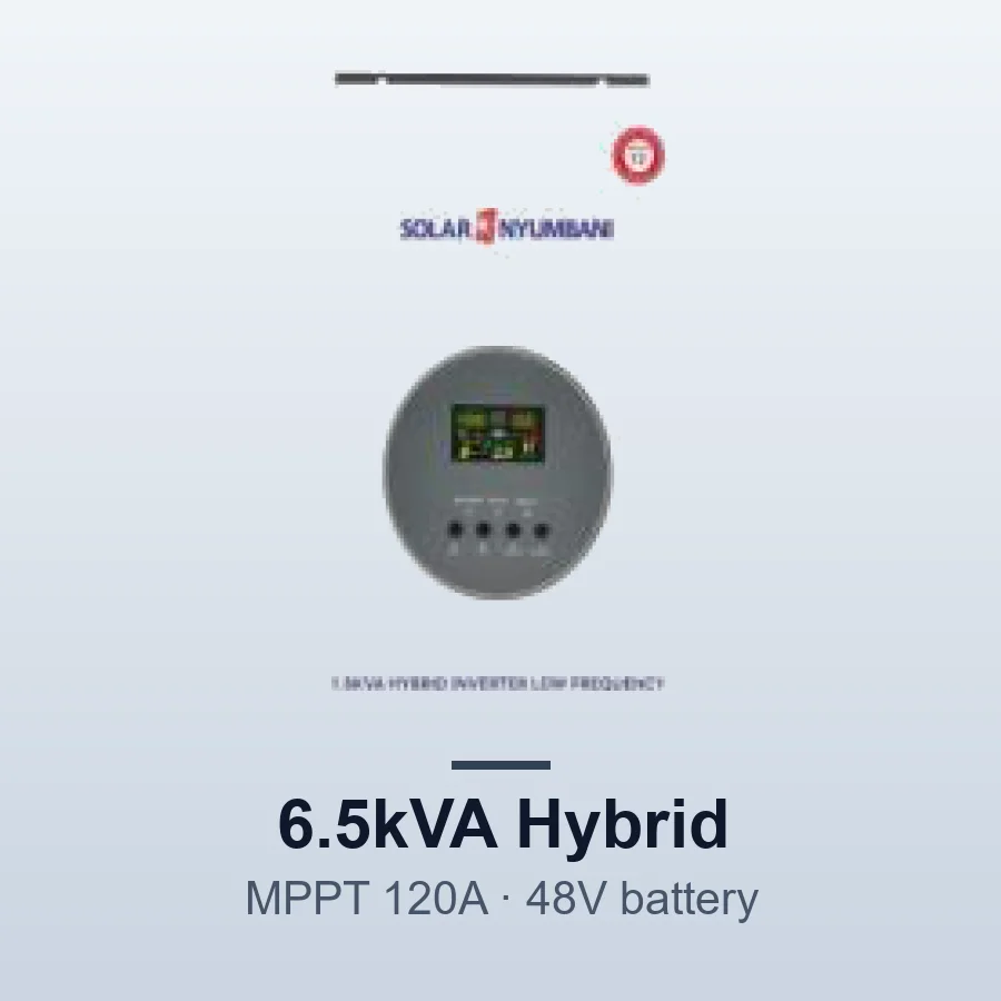 Solar Nyumbani 6.5kVA (5000W) Hybrid Solar Inverter - MPPT 120A